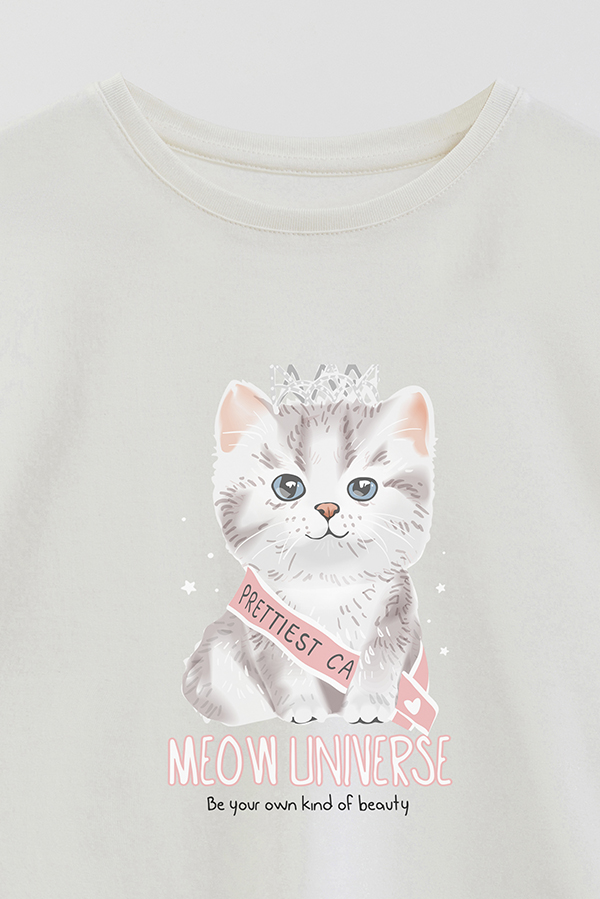 REMERA GIRL OVER KITTY DREAMS MEOW UNIVERSE