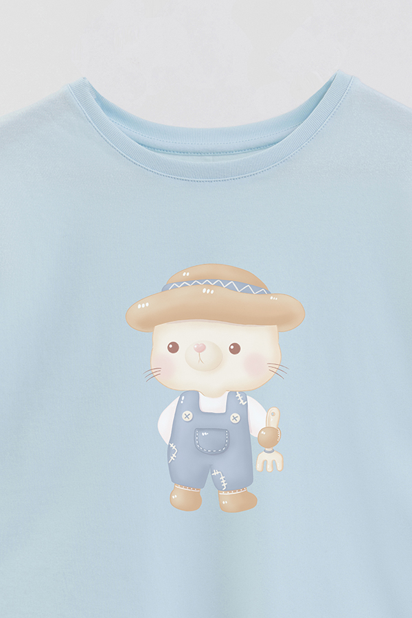 REMERA GIRL OVER HARVEST CAT FARMER