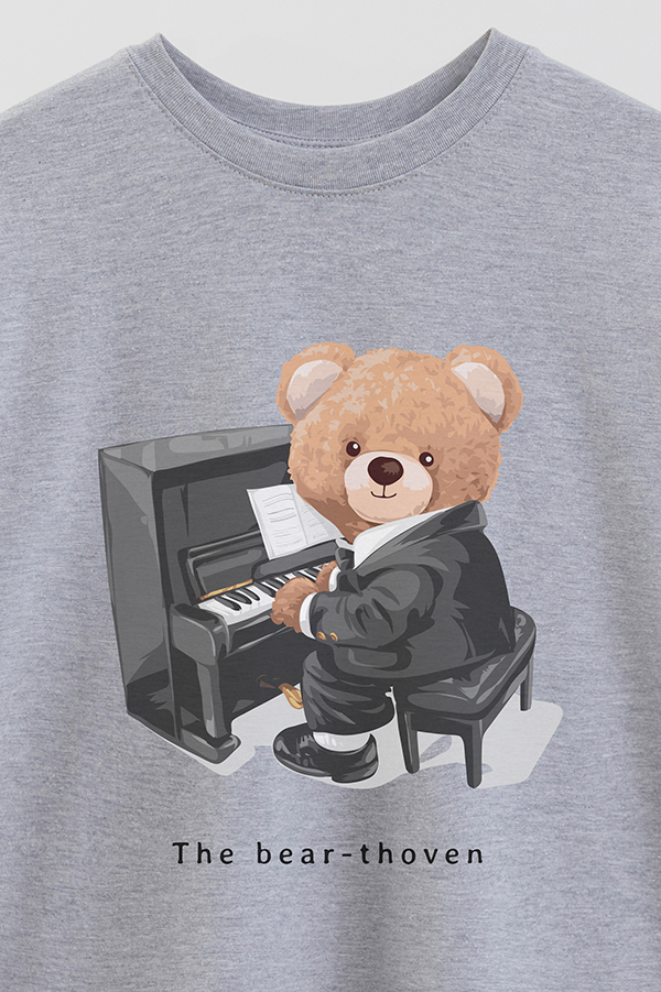 REMERA OVER ESTAMPADA UNISEX TEDDY PIANO