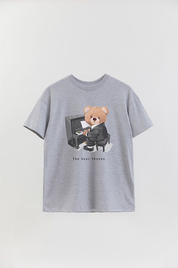 REMERA OVER ESTAMPADA UNISEX TEDDY PIANO