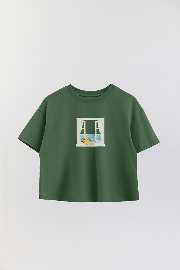 REMERA CROP ESTAMPADA COASTAL AMALFI DREAMS