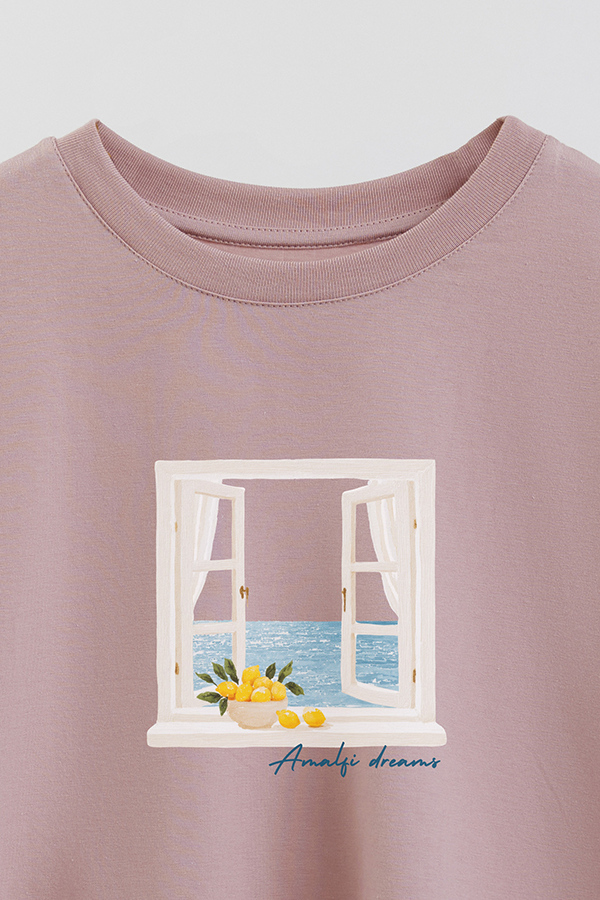 REMERA CROP ESTAMPADA COASTAL AMALFI DREAMS
