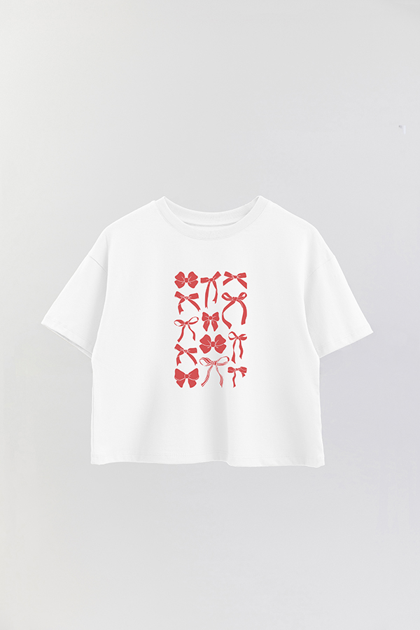 REMERA CROP ESTAMPADA RED BOWS