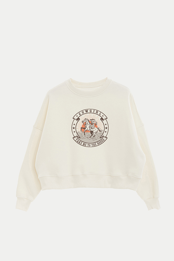 BUZO CROP ESTAMPADO TEXAN TAKE ME TO THE RODEO