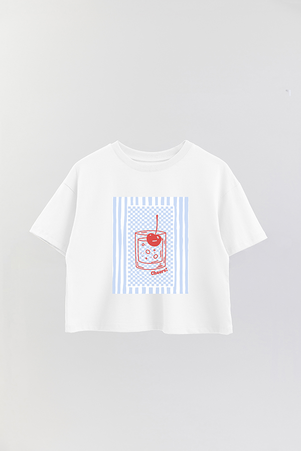 REMERA CROP ESTAMPADA BEACH BLUE CHEERS