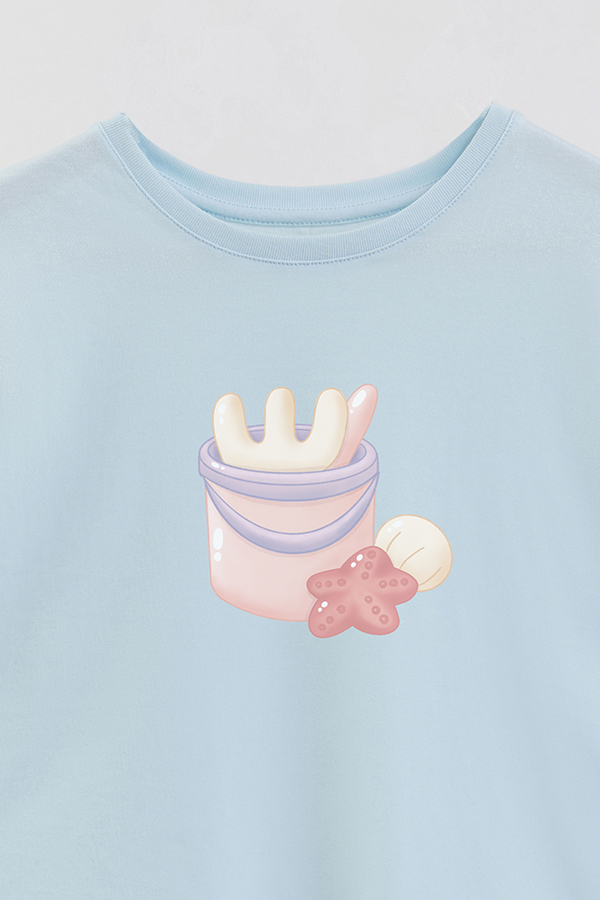 REMERA GIRL OVER SUMMER CAT BEACH GAMES