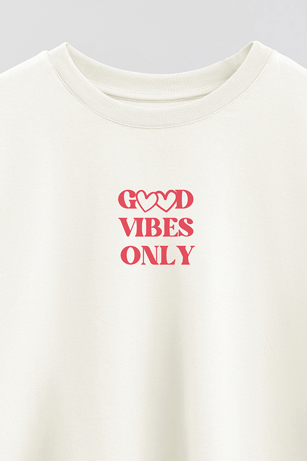 REMERA CROP ESTAMPADA RED GOOD VIBES ONLY