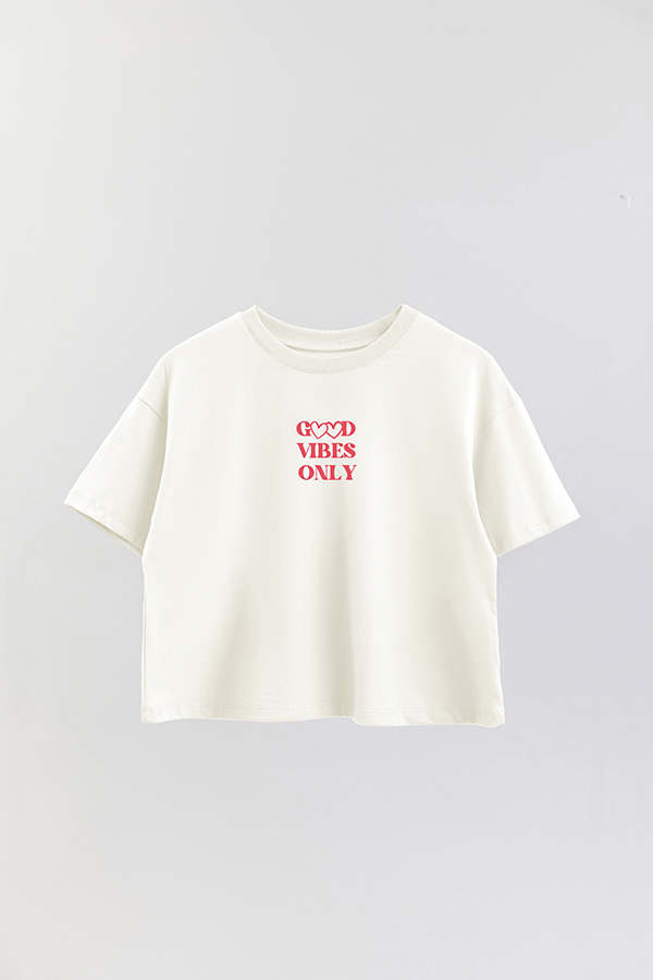REMERA CROP ESTAMPADA RED GOOD VIBES ONLY