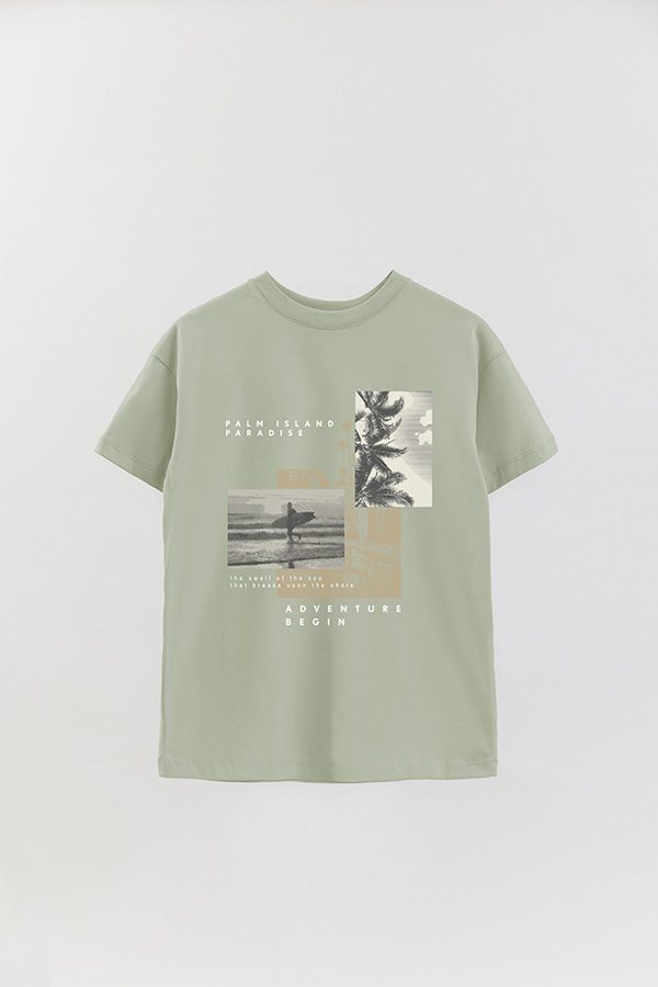 REMERA OVER ESTAMPADA PALM ISLAND PARADISE