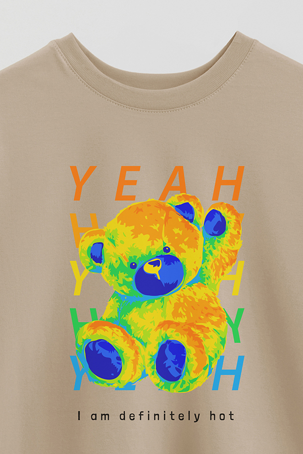 REMERA OVER ESTAMPADA UNISEX TEDDY I AM DEFINITELY HOY