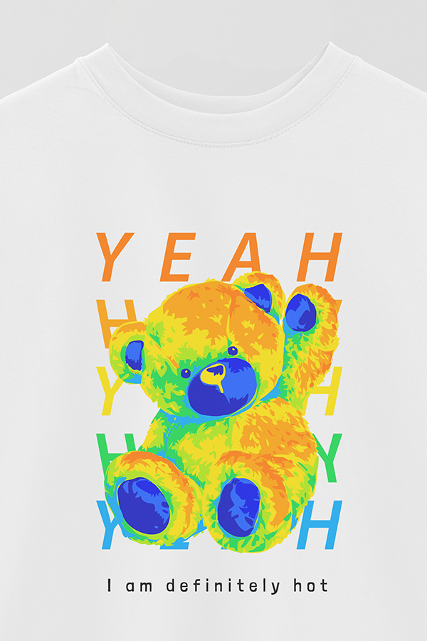 REMERA OVER ESTAMPADA UNISEX TEDDY I AM DEFINITELY HOY