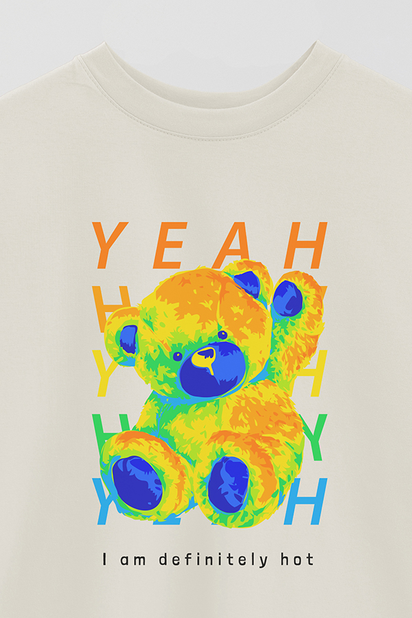 REMERA OVER ESTAMPADA UNISEX TEDDY I AM DEFINITELY HOY