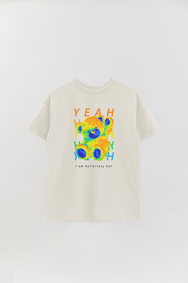REMERA OVER ESTAMPADA UNISEX TEDDY I AM DEFINITELY HOY