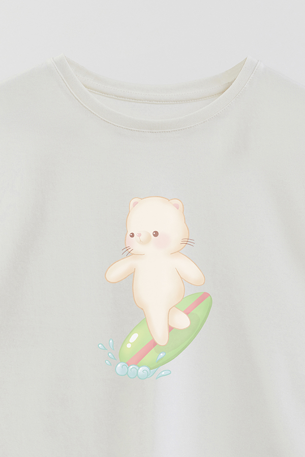 REMERA GIRL OVER SUMMER CAT SURFING