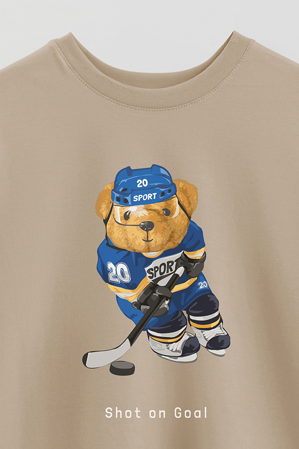 REMERA OVER ESTAMPADA UNISEX TEDDY SHOT ON GOAL