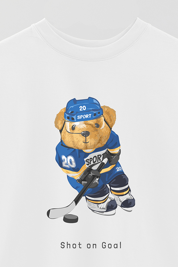 REMERA OVER ESTAMPADA UNISEX TEDDY SHOT ON GOAL