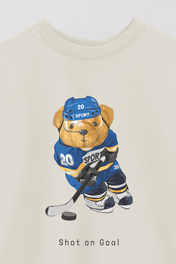 REMERA OVER ESTAMPADA UNISEX TEDDY SHOT ON GOAL
