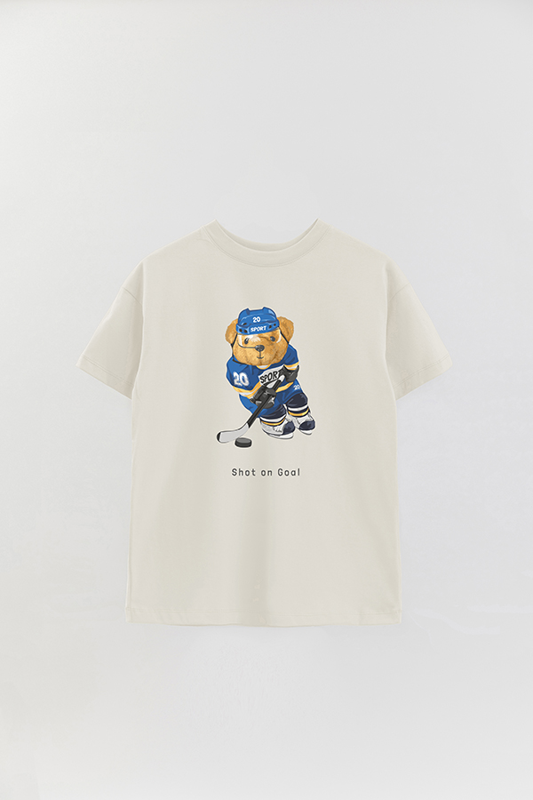 REMERA OVER ESTAMPADA UNISEX TEDDY SHOT ON GOAL