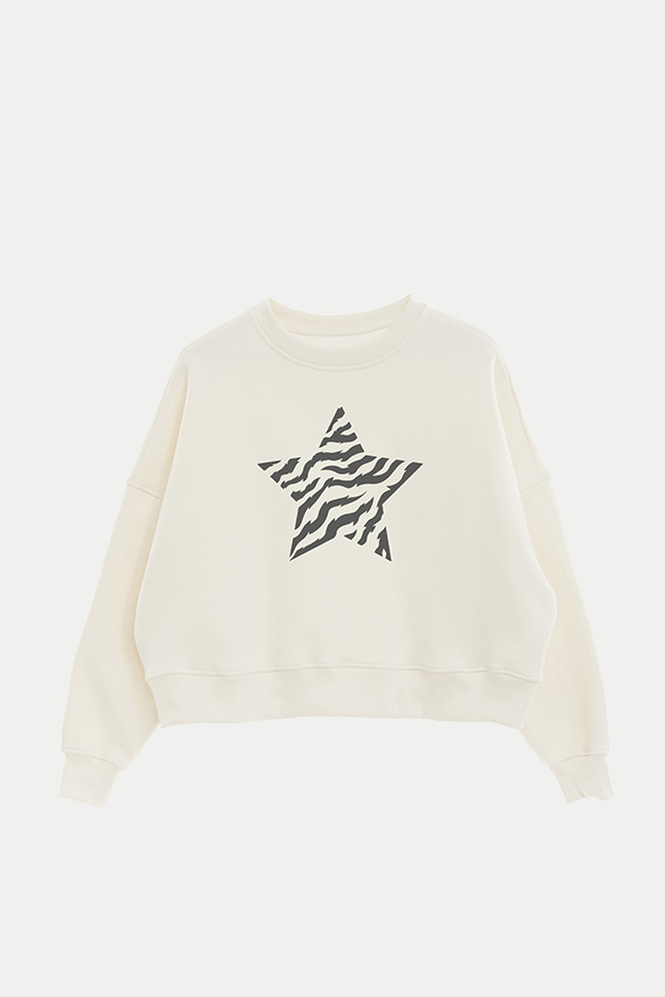 BUZO CROP ESTAMPADO ANIMAL PRINT STAR