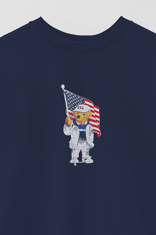 REMERA OVER ESTAMPADA UNISEX BEAR USA FLAG