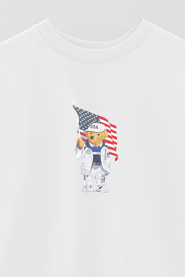REMERA OVER ESTAMPADA UNISEX BEAR USA FLAG