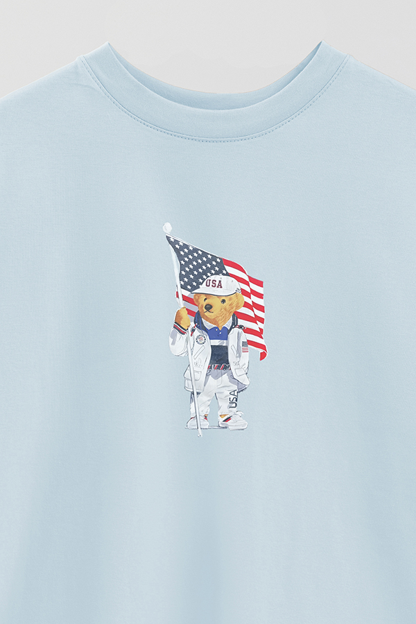 REMERA OVER ESTAMPADA UNISEX BEAR USA FLAG
