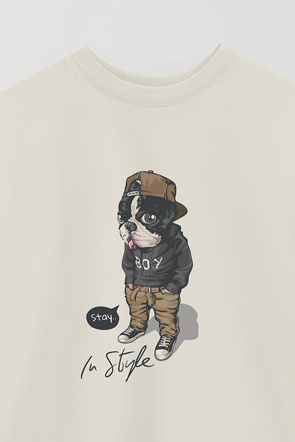 REMERA OVER ESTAMPADA DOG STAY IN STYLE