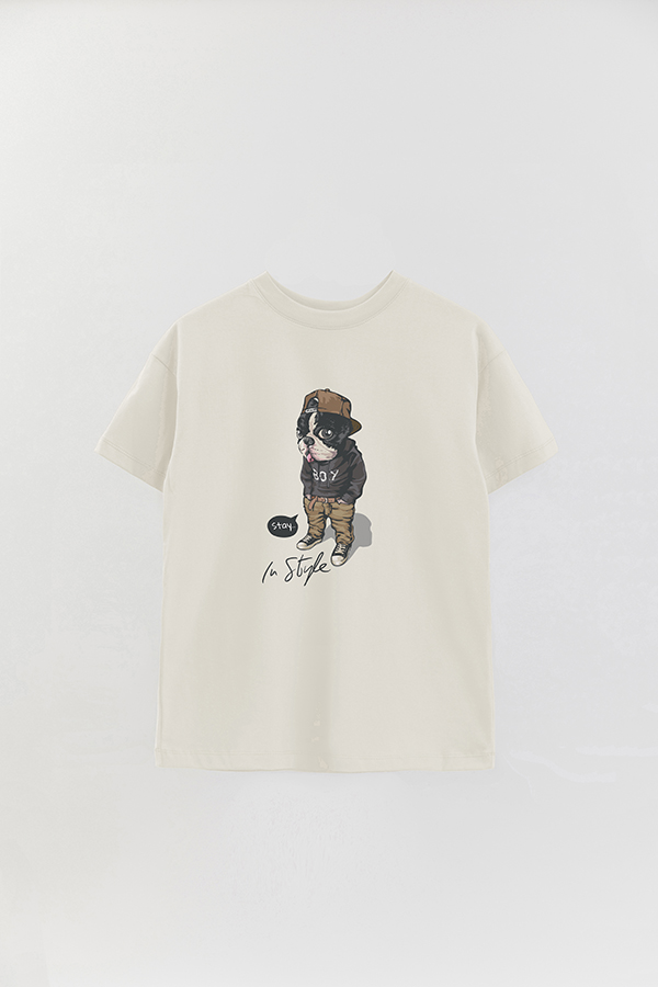 REMERA OVER ESTAMPADA DOG STAY IN STYLE