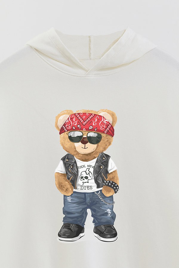HOODIE RUSTICO BOY TEDDY ROCK NEVER DIES