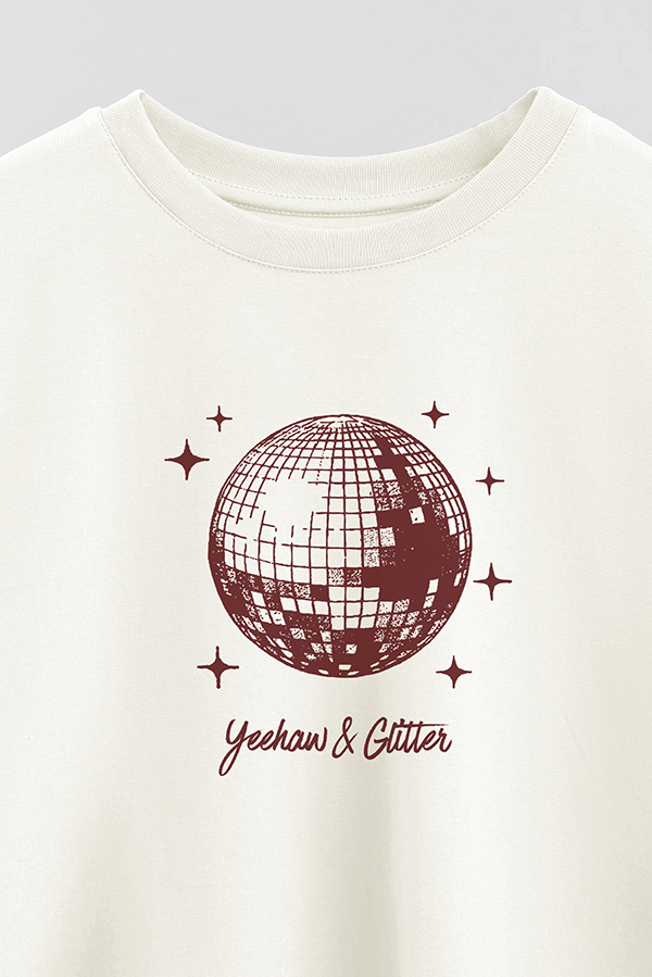 REMERA CROP ESTAMPADA COWGIRL GLITTER