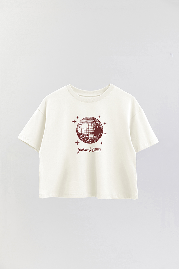 REMERA CROP ESTAMPADA COWGIRL GLITTER