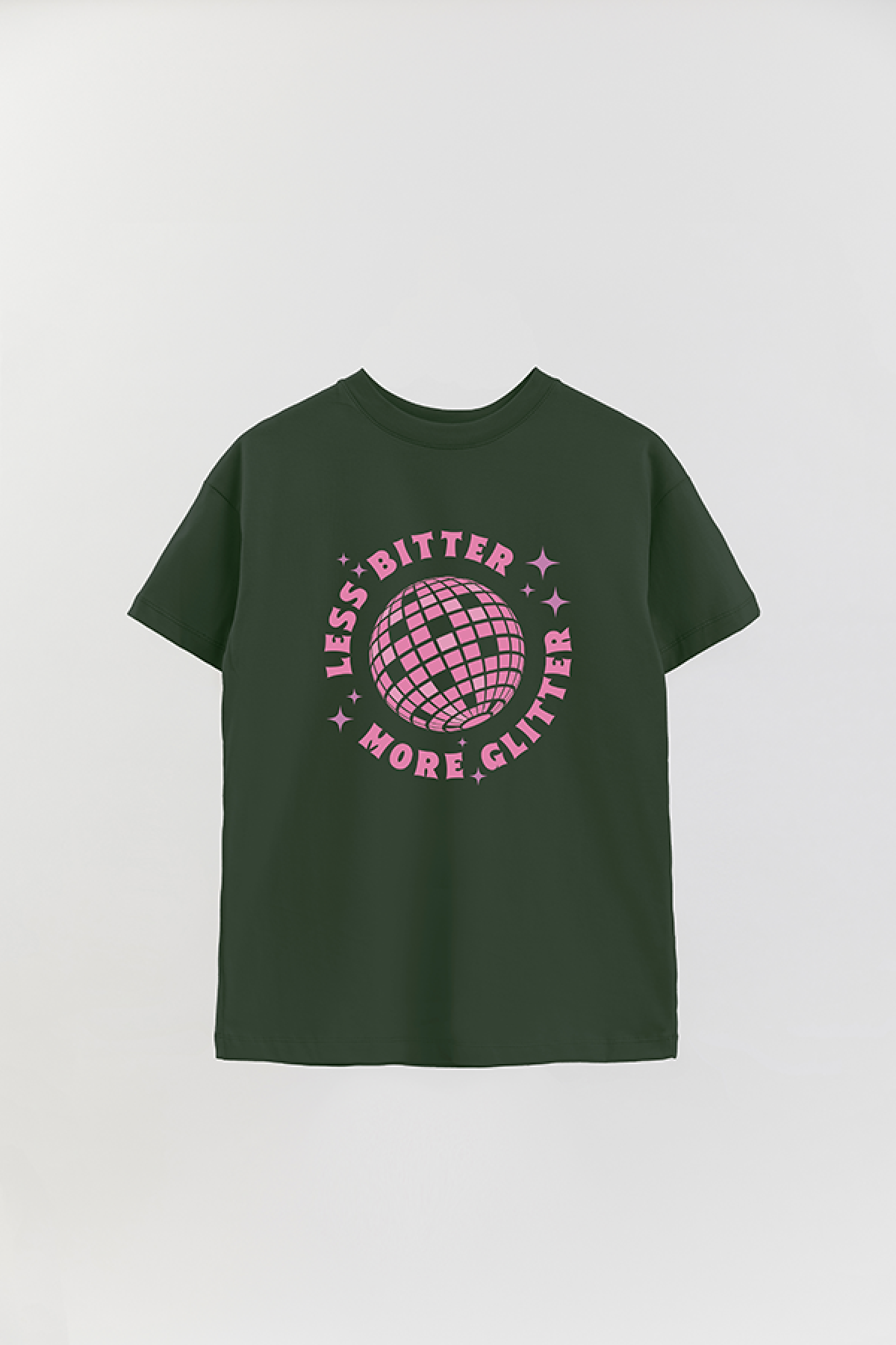 REMERA OVER ESTAMPADA LV3 LESS BITTER MORE GLITTER