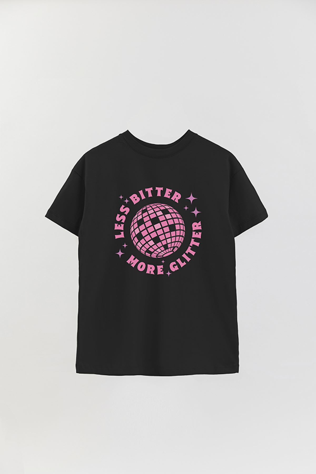 REMERA OVER ESTAMPADA LV3 LESS BITTER MORE GLITTER
