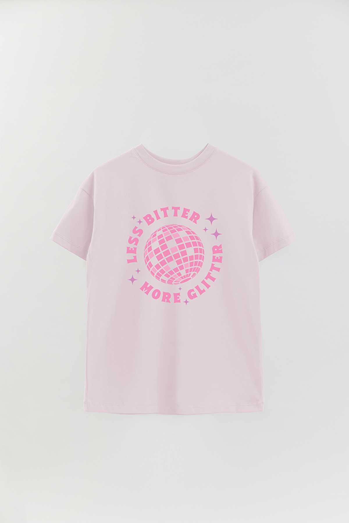 REMERA OVER ESTAMPADA LV3 LESS BITTER MORE GLITTER