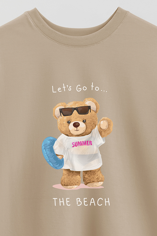 REMERA OVER ESTAMPADA UNISEX TEDDY SUMMER AT THE BEACH