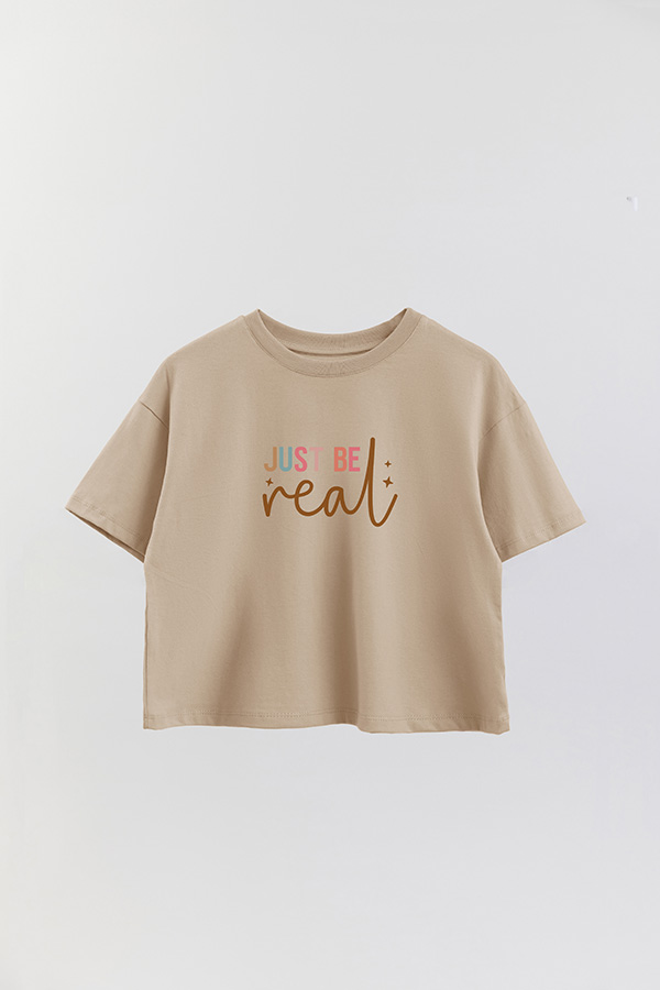 REMERA CROP ESTAMPADA CLR JUST BE REAL