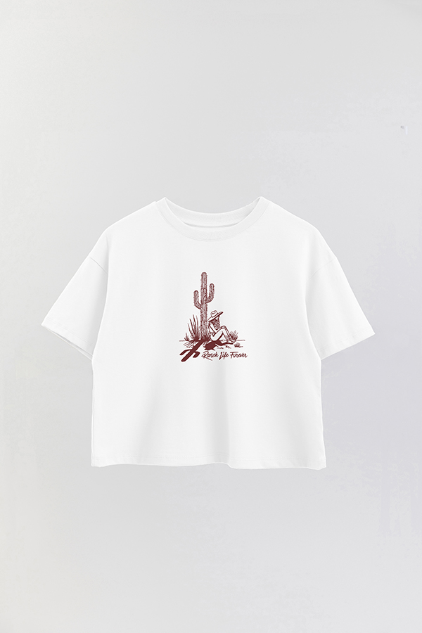REMERA CROP ESTAMPADA COWGIRL RANCH