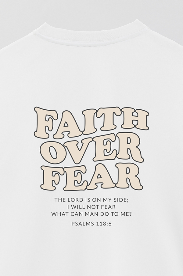 REMERA OVER ESTAMPADA UNISEX ESPALDA FAITH OVER FEAR