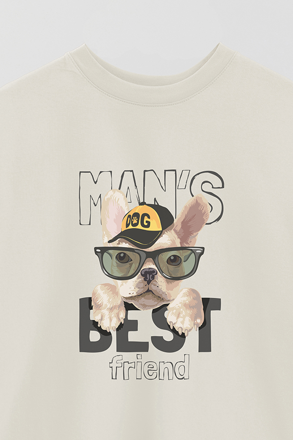 REMERA OVER ESTAMPADA DOG MAN'S BEST FRIEND