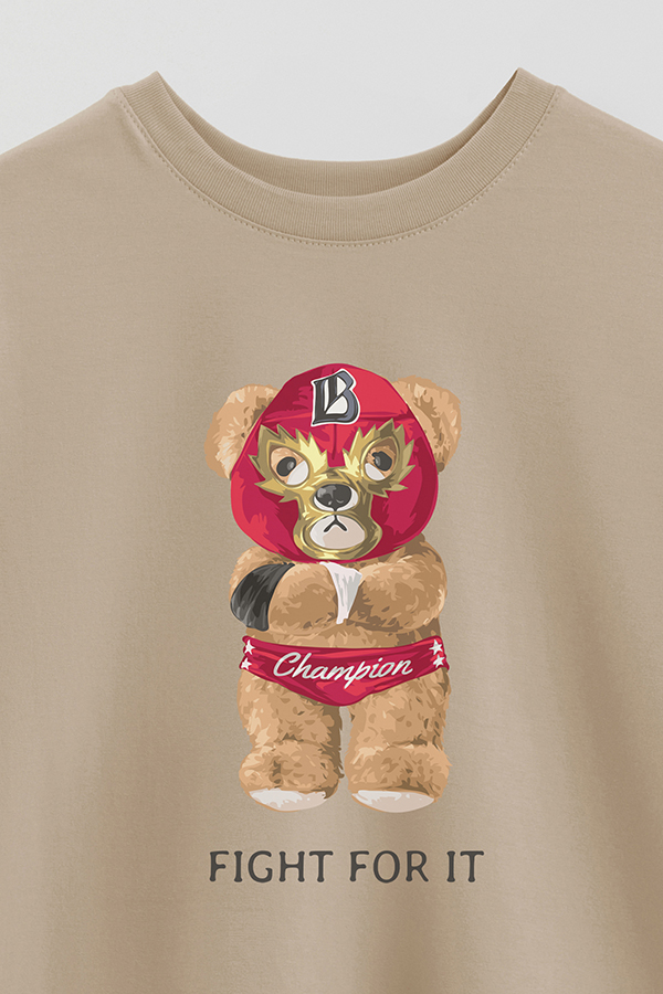 REMERA OVER ESTAMPADA UNISEX TEDDY FIGHT FOR IT