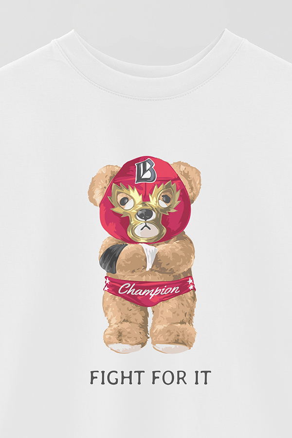 REMERA OVER ESTAMPADA UNISEX TEDDY FIGHT FOR IT