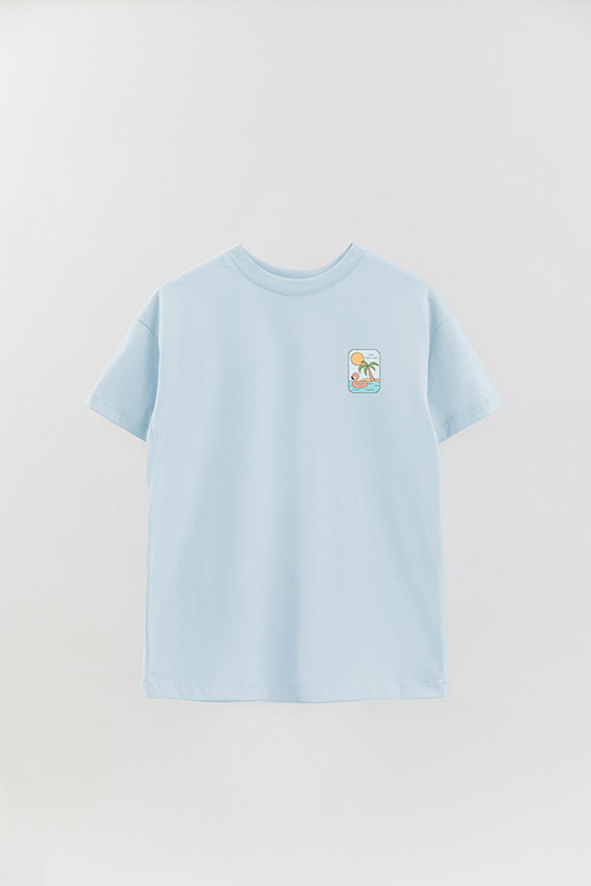 REMERA OVER ESTAMPADA SM CTN FLAMINGO