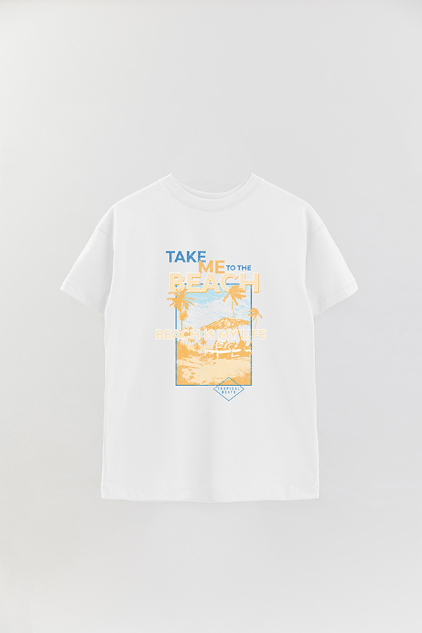 REMERA OVER ESTAMPADA TAKE ME TO THE BEACH