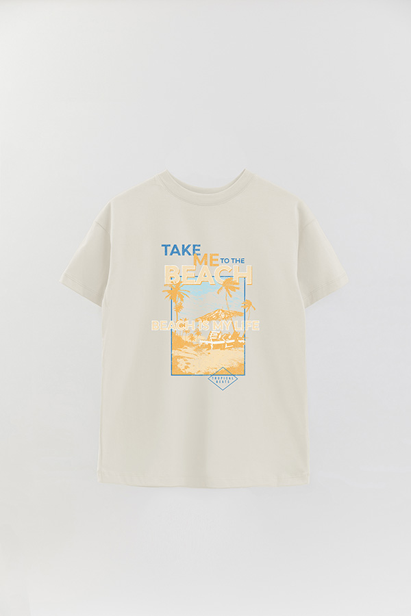 REMERA OVER ESTAMPADA TAKE ME TO THE BEACH
