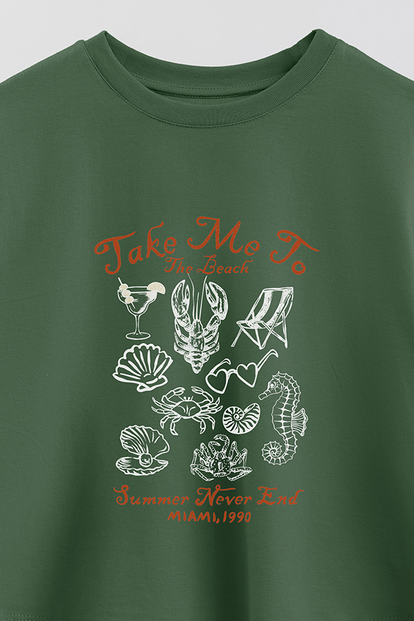 REMERA CROP ESTAMPADA TAKE ME TO THE BEACH 1