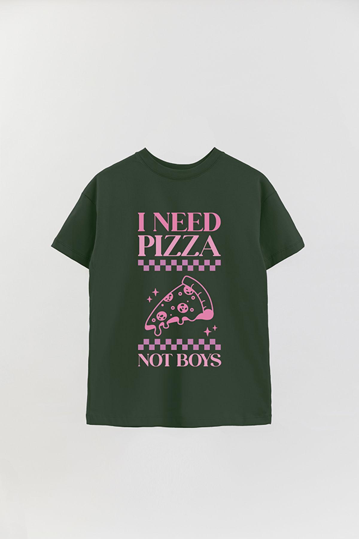 REMERA OVER ESTAMPADA LV4 I NEED PIZZA NOT BOYS