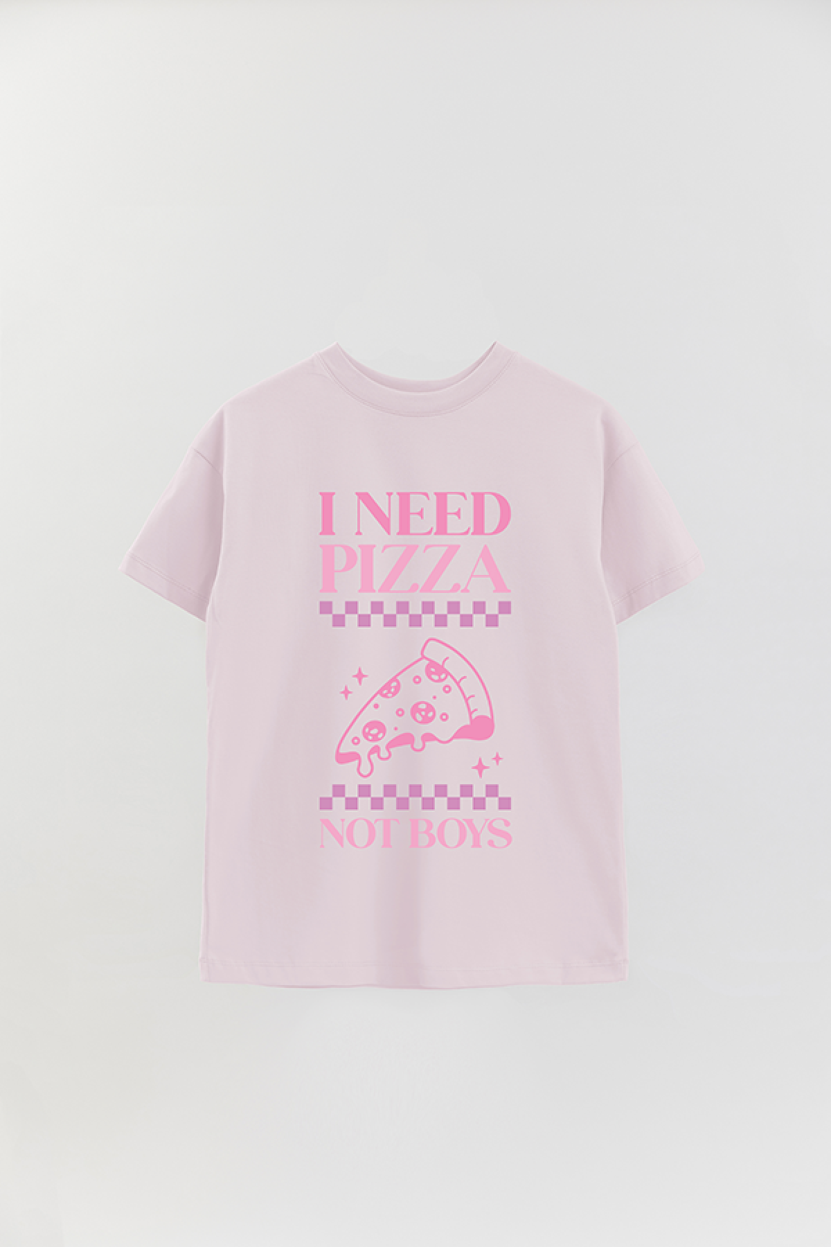 REMERA OVER ESTAMPADA LV4 I NEED PIZZA NOT BOYS