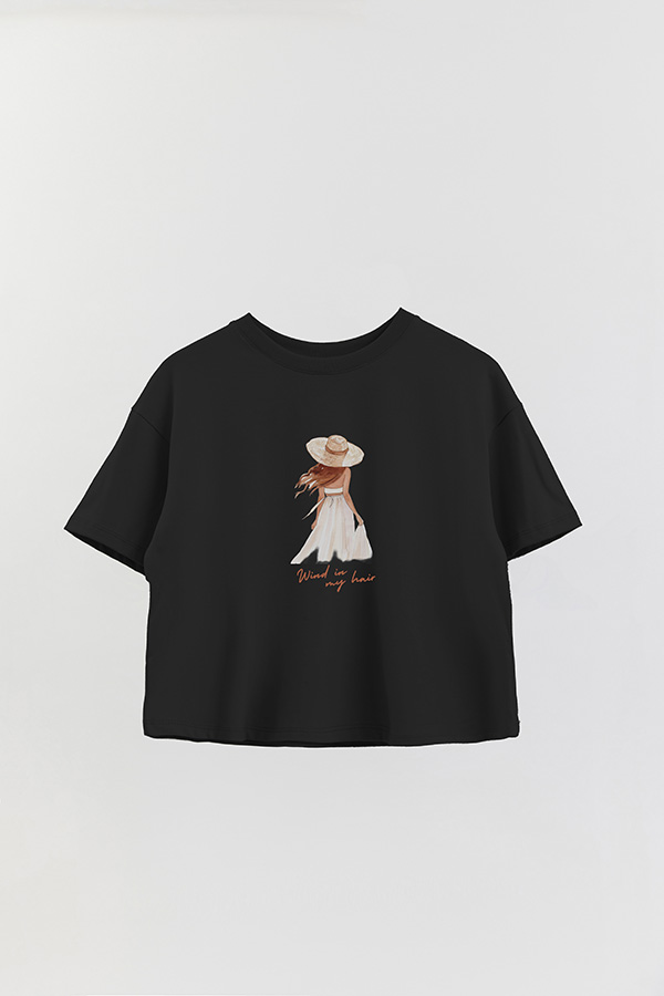 REMERA CROP ESTAMPADA COASTAL WIND IN MY HAIR