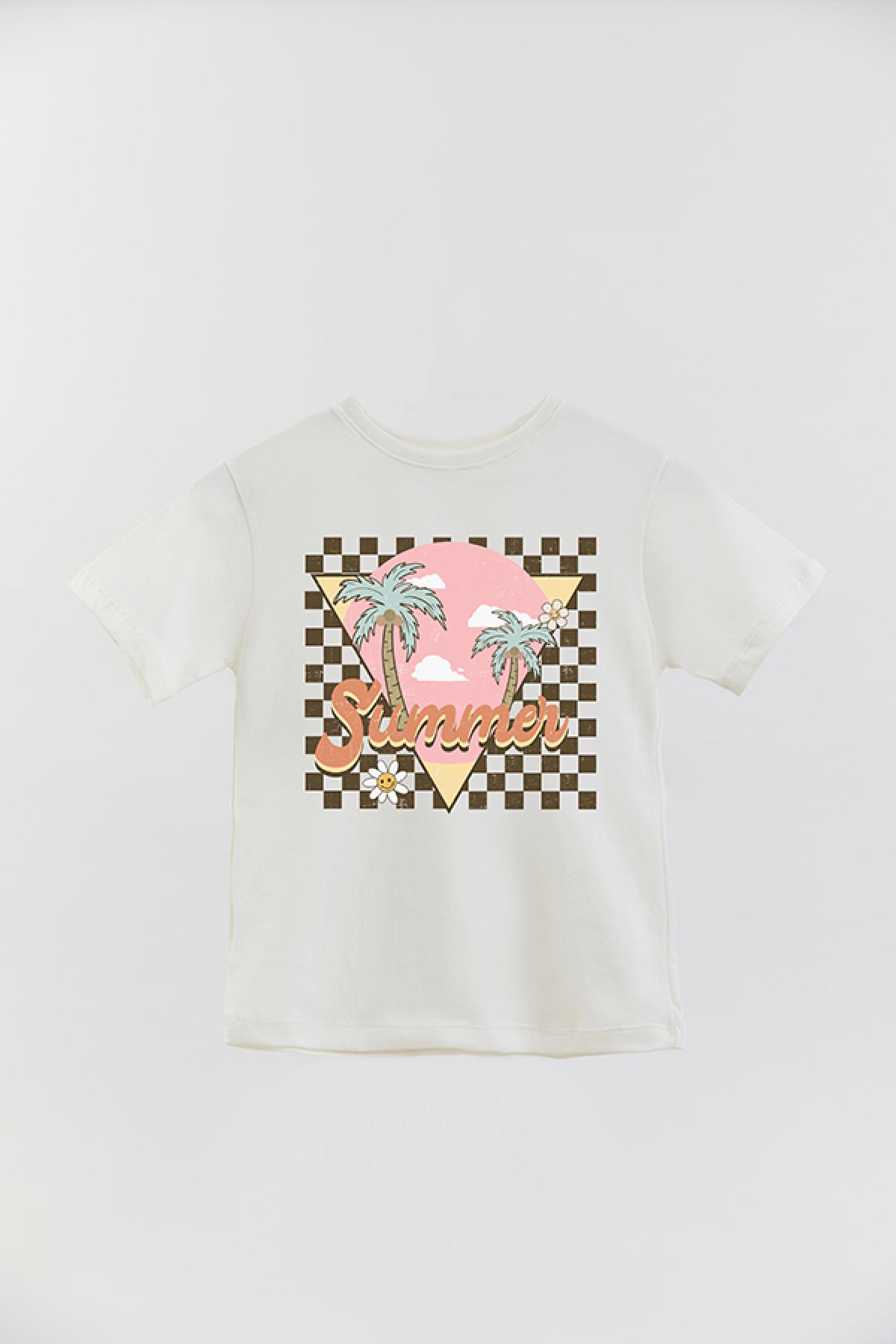 REMERA BASIC GIRL RT SUMMER CHECKERED