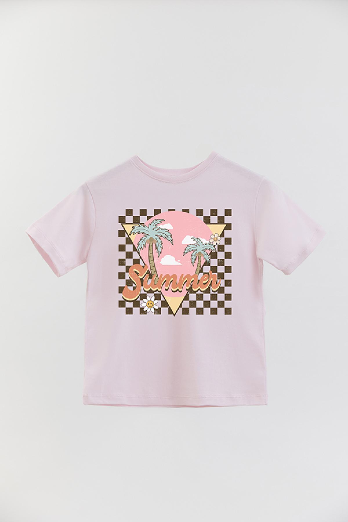 REMERA BASIC GIRL RT SUMMER CHECKERED